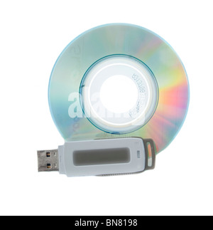 Miniature 3 inch CDR and thumbdrive. Small technology. Stock Photo