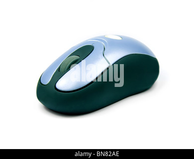 Computer mouse - modern wireless laser mouse shot closeup isolated on white Stock Photo