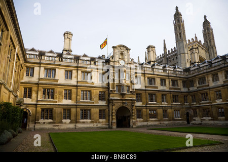 The interior of Clare College 's courtyard / quadrangle. Cambridge University. King's college Chapel is visible behind right. UK Stock Photo