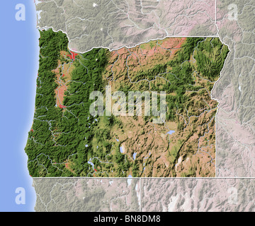 Physical map of Oregon Stock Photo - Alamy