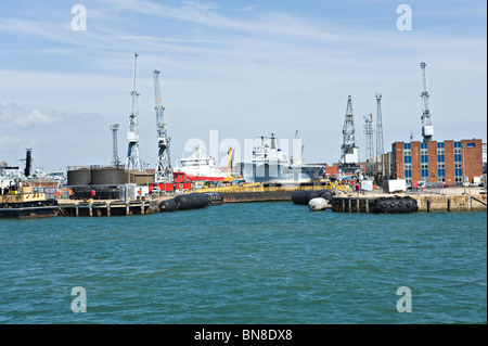 British Royal Navy Ships HMS Endurance A171 and HMS Invincible R05 Docked at Portsmouth Naval Dockyard England United Kingdom UK Stock Photo