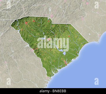 Physical map of South Carolina Stock Photo - Alamy