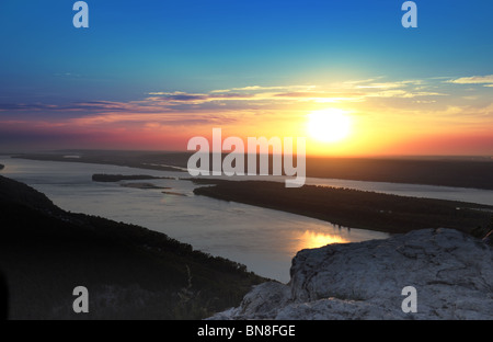 Dawn sky on Volga river banks in Russian National Park 'Samarskaya Luka' Stock Photo