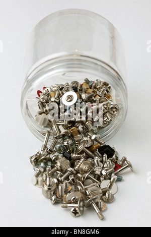 Jar of assorted screws Stock Photo