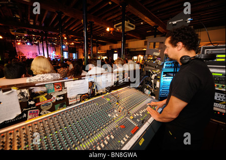 The mixing desk at The Fleece live music venue during a performance by Frank Musik in Bristol UK Stock Photo