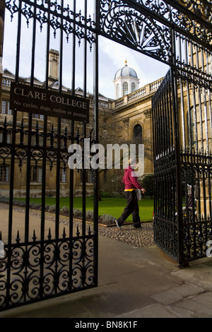 Entry gate / gates / gateway at the entrance of Clare College from Trinity Lane. Cambridge University. Stock Photo