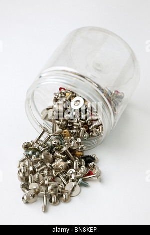 Jar of assorted screws Stock Photo