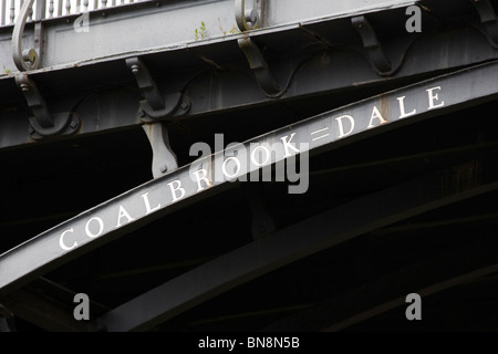 Closeup detail of The Ironbridge built by Abraham Darby III over River Severn at Ironbridge Telford Shropshire West Midlands Stock Photo