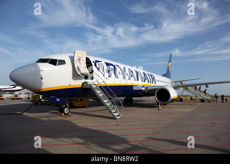 Ryanair aircraft at the airport of Faro, Portugal. June 20th, 2010 Stock Photo