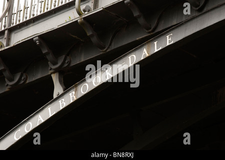 Closeup detail of The Ironbridge built by Abraham Darby III over River Severn at Ironbridge Telford Shropshire West Midlands Stock Photo