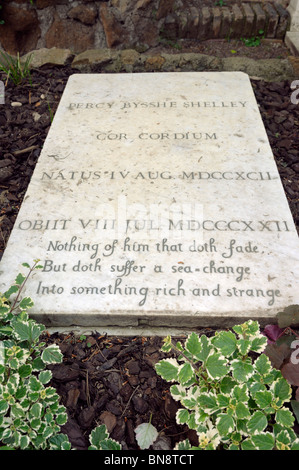 The grave of Percy Bysshe Shelley in the English Cemetery in Rome, Italy Stock Photo