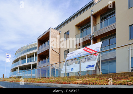 new upmarket apartments overlooking fistral beach, newquay, cornwall, uk Stock Photo