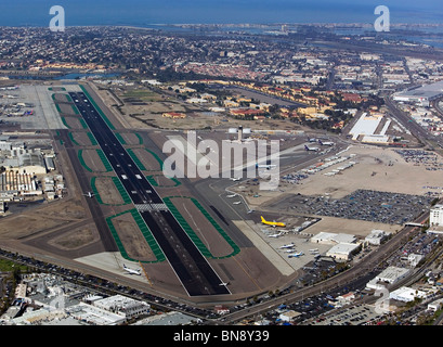 aerial view above Lindbergh Field San Diego International Airport California Stock Photo