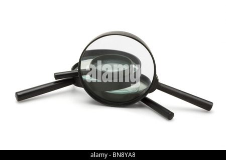 Magnifying glasses of various sizes on white background Stock Photo