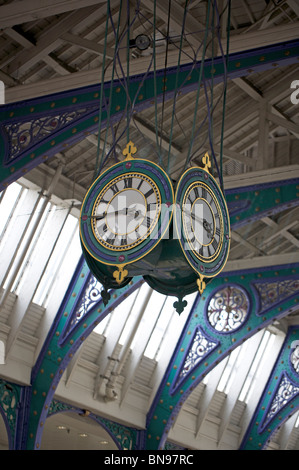 Clocks inside Smithfield Market London Stock Photo