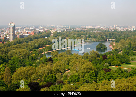 Elevated view of the Serpentine lake in the middle of Hyde Park, London, UK Stock Photo