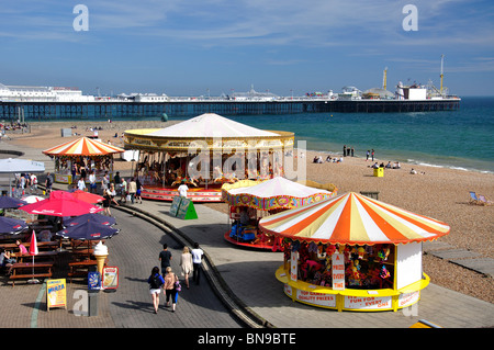 Beach and pier view, Brighton, East Sussex, England, United Kingdom Stock Photo