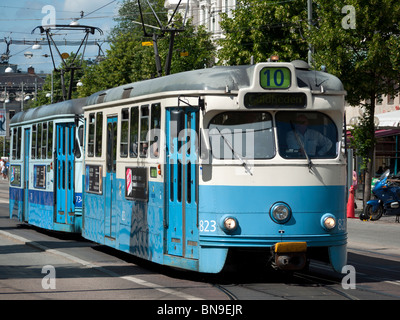 View of old tram on streets of Gothenburg in Sweden Scandinavia Stock Photo