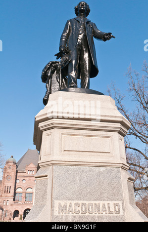 Statue of John A. MacDonald, first Prime Minister of Canada, Legislative Assembly of Ontario, Toronto, Ontario, Canada Stock Photo