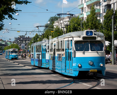 View of tram on Avenyn street of Gothenburg in Sweden Scandinavia Stock Photo