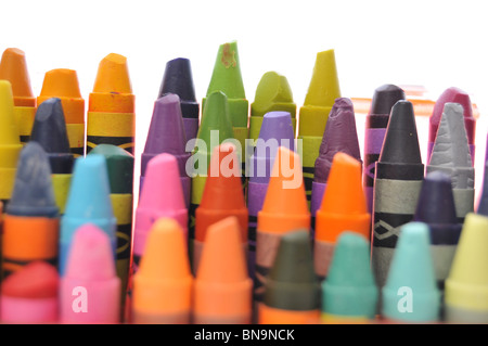used crayons isolated on white Stock Photo
