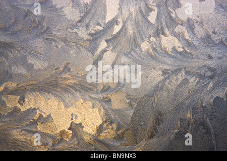 Ice patterns on a window, Seward, Alaska. Stock Photo
