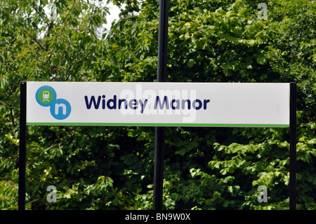 Widney Manor railway station sign, West Midlands, England, UK Stock Photo