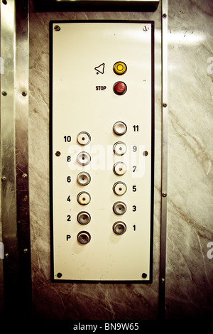 Grunge elevator buttons panel Stock Photo