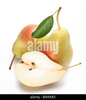 Ripe pears.Objects are isolated on a white background. Stock Photo