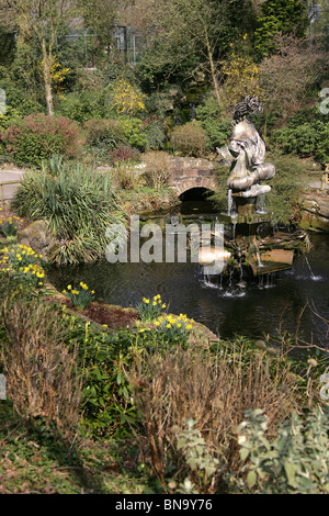 Chester Zoological Gardens. Spring view of the Sunken Garden which is considered as one of Chester Zoo’s hidden treasures. Stock Photo