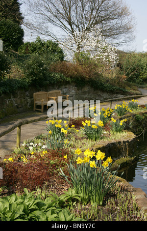 Chester Zoological Gardens. Spring view of the Sunken Garden which is considered as one of Chester Zoo’s hidden treasures. Stock Photo