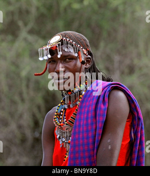handsome Masai warrior portrait shot taken in Masai Mara National Reserve ,...