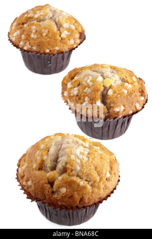 Three white chocolate muffins Stock Photo