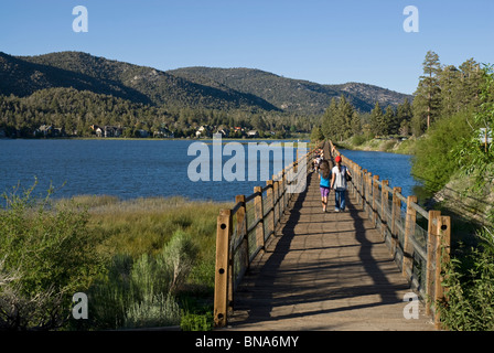The boardwalk at Stanfield Marsh Waterfowl Preserve, Big Bear Lake, California, USA Stock Photo