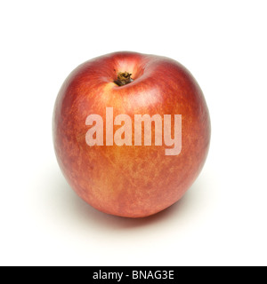 fresh vibrant Nectarine from low perspective isolated against white background. Stock Photo