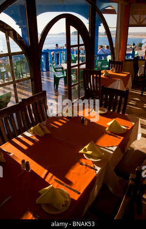 La Casa Del Capitan restaurant over looking the Sea of Cortez, Rocky Point, Mexico. Stock Photo