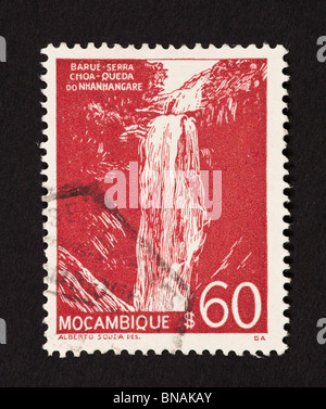 Postage stamp from Mozambique depicting a waterfall at Nhanhangare Stock Photo