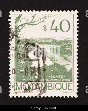 Postage stamp from Mozambique depicting the Zumbo river Stock Photo