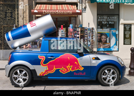 Red Bull Promotions Car, Nice, France Stock Photo