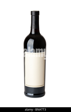 bottle of red wine on white background Stock Photo