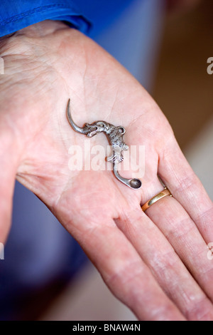 This silver artifact used by colonists to pick their teeth and clean their ears was found at Historic Jamestowne in Virginia, USA. Stock Photo