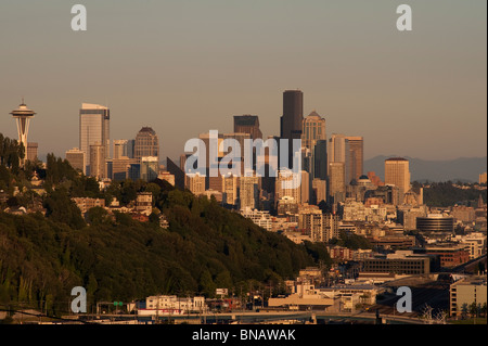Retro image of Seattle skyline downtown Stock Photo