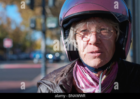 portrait of a sixty year old biker Stock Photo