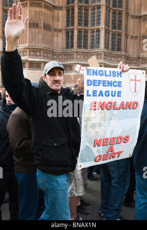 Members of the English Defence League  during an EDL demonstration in support of Dutch  MP Geert Wilders London 5 March 2010 Stock Photo