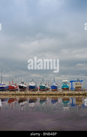 Shippagan fishing fleet in dry dock in summer at New Brunswick Canada Stock Photo