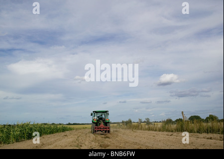 alamy plowing field plow southold rear hand man farming organic york