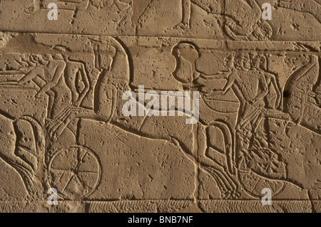 Ramesseum. Relief depicting an army in a battle. Egypt. Stock Photo