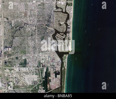 aerial map view above Fort Lauderdale Florida Stock Photo