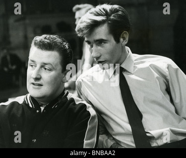 DON LANG  at left with fellow UK singer Jim Dale in 1957 Stock Photo