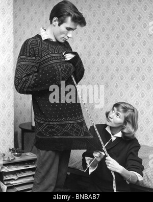 JIM DALE - UK pop singer in 1957 at home with his first wife Patricia Stock Photo